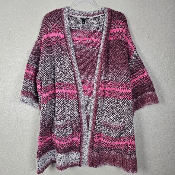 Torrid Spacedye Oversize Bouncle Kimono Multi Color Pink Sweater Size 00 - Picture 1 of 8